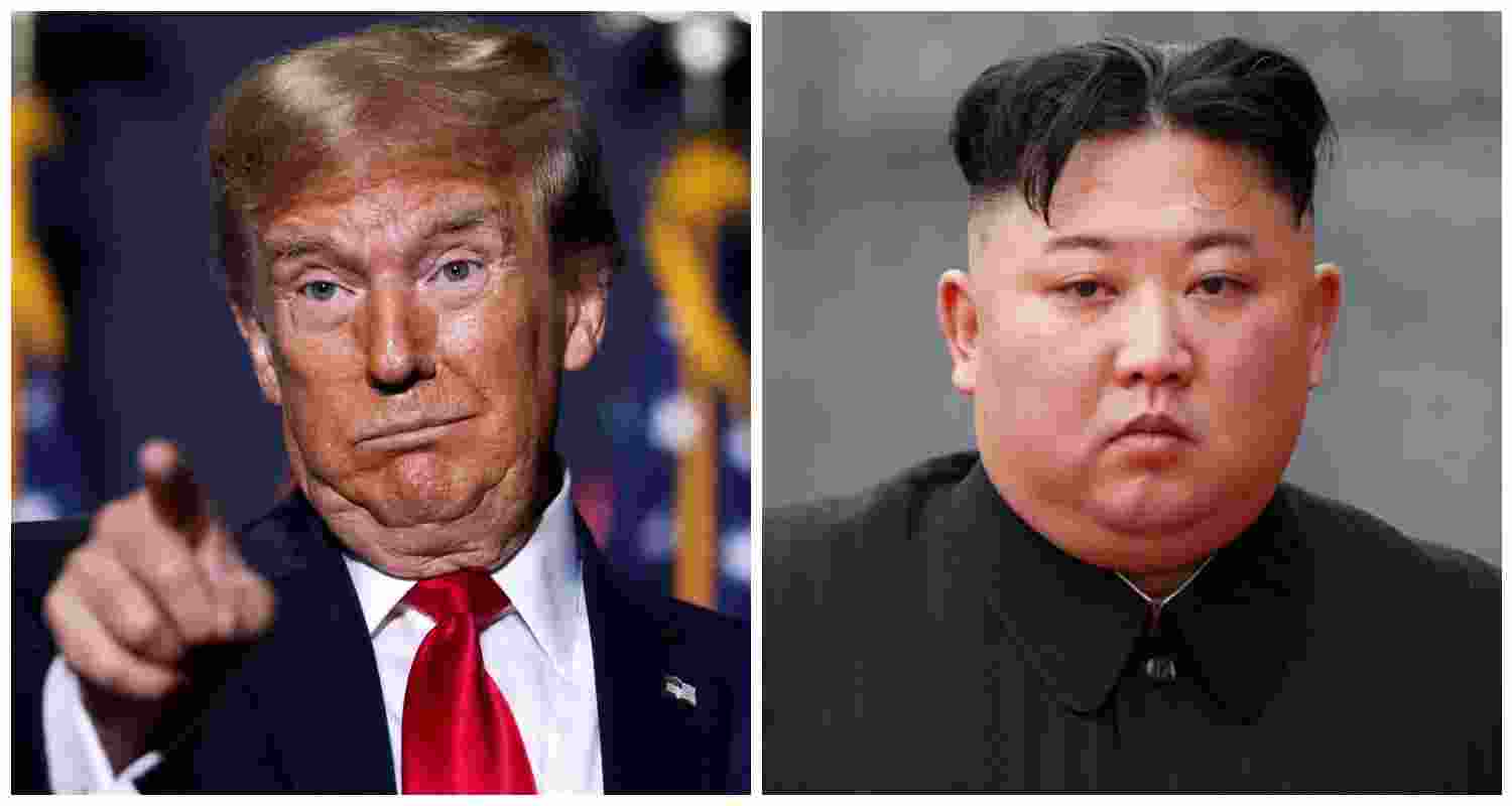 President Donald Trump (L), North Korean leader Kim Jong Un (R).