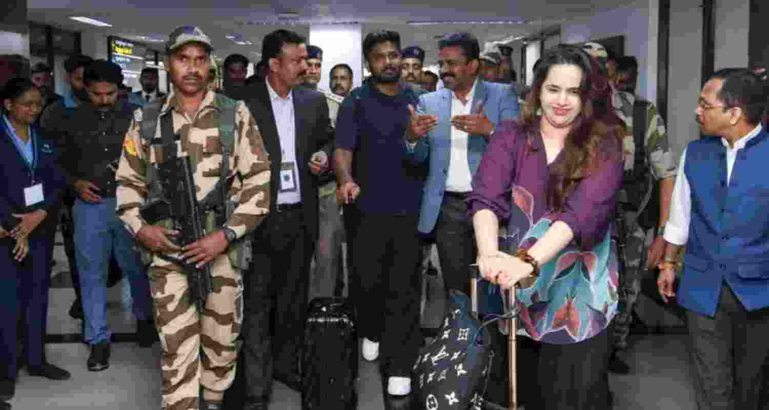 Opener Sanju Samson after his arrival at the Thiruvananthapuram airport on Monday.