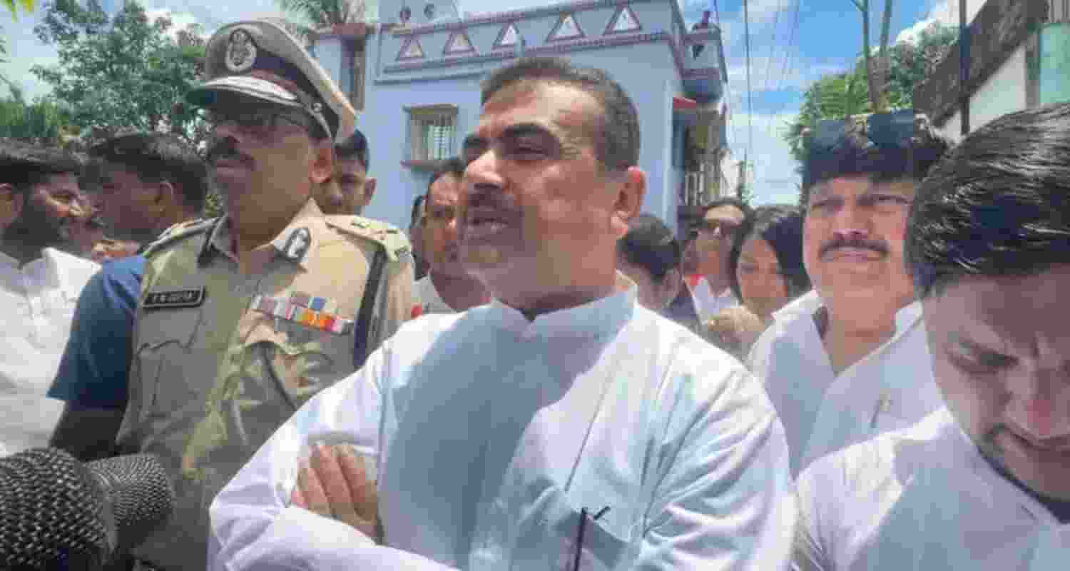 West Bengal  Chief Minister Suvendu Adhikari after meeting the victim's family in the Kanchrapara area of North 24 Parganas on Monday.