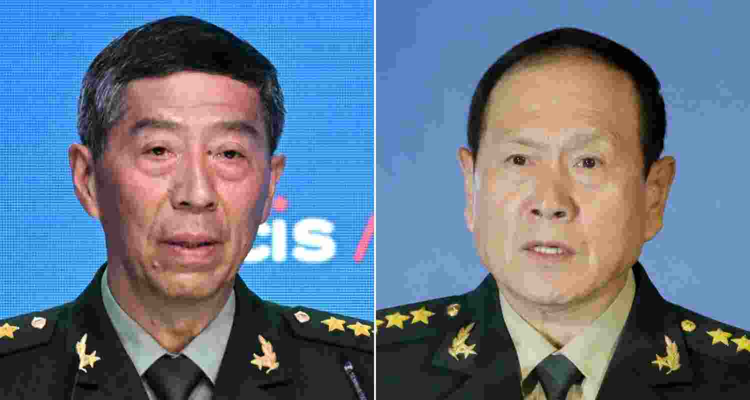 Former Chinese defence ministers Li Shangfu and (right) his predecessor Wei Fenghe.