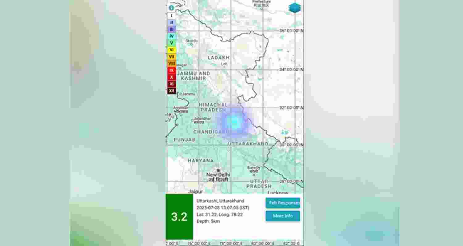 Earthquake of magnitude 3.2 hits Uttarkashi.