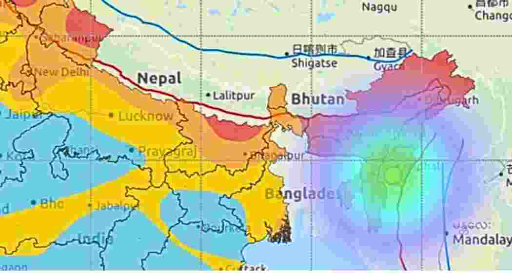 Graphical representation depicting the earthquake's epicentre in Manipur, highlighting the affected region and seismic activity.