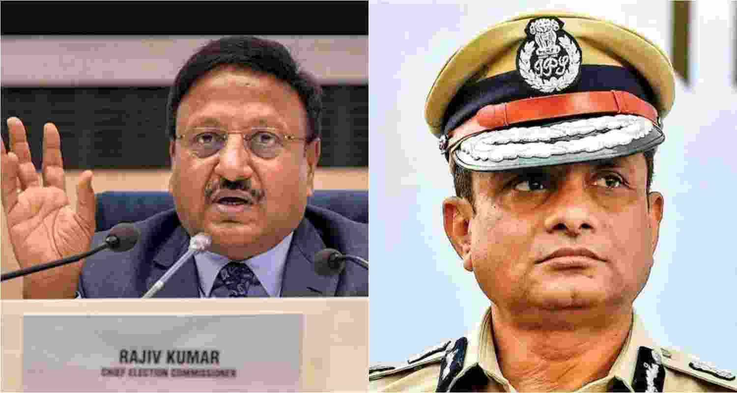 Chief Election Commissioner Rajiv Kumar (left), West Bengal's Director General of Police Rajiv Kumar (right)