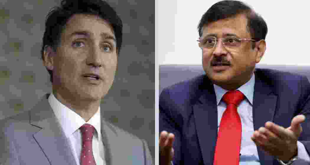 Canadian Prime Minister Justin Trudeau (L), India’s envoy to Canada Sanjay Kumar Verma (R).