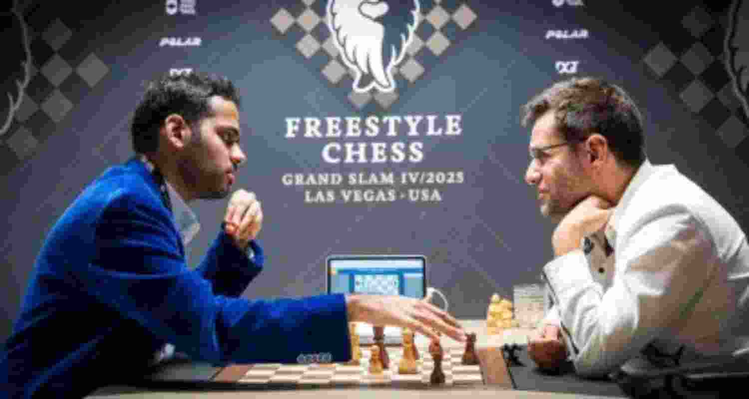 India's Arjun Erigaisi in action against Levon Aronian at Freestyle Grand Slam semifinal in Las Vegas.