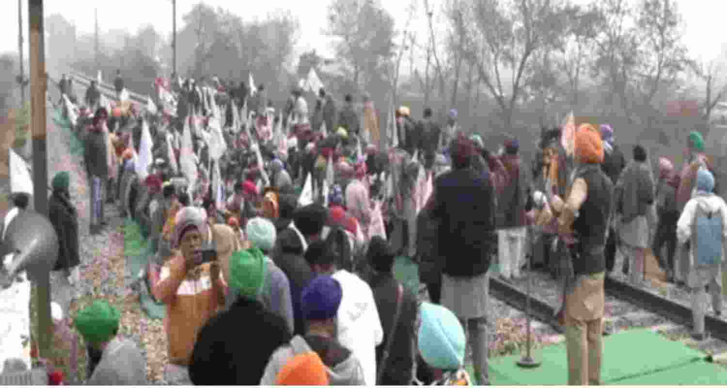 Farmers stage protest on railway track at Batala station - file image.