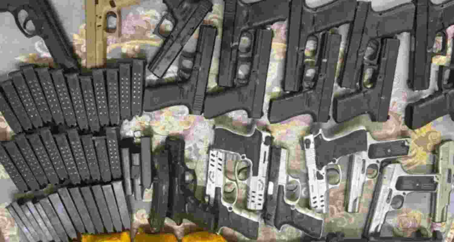 The arms and ammunition seized near a border outpost in Fazilka district.