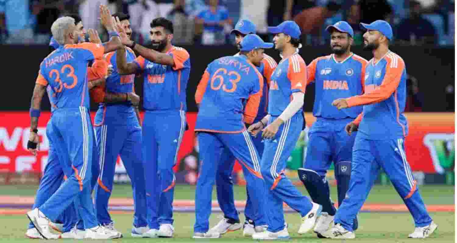 The Indian team celebrating the fall of yet another South African wicket during the first T20I match against South Africa on Tuesday.