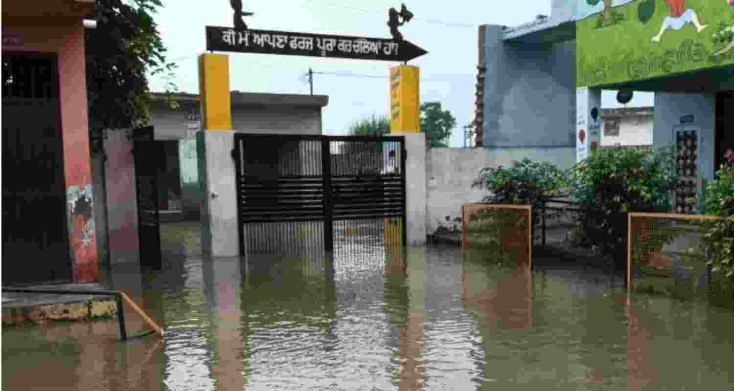 A file photograph of a flooded school in Fazilka district.
