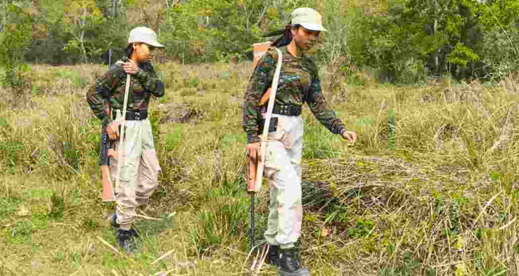 Forest staffers guarding Kaziranga National Park in Assam.