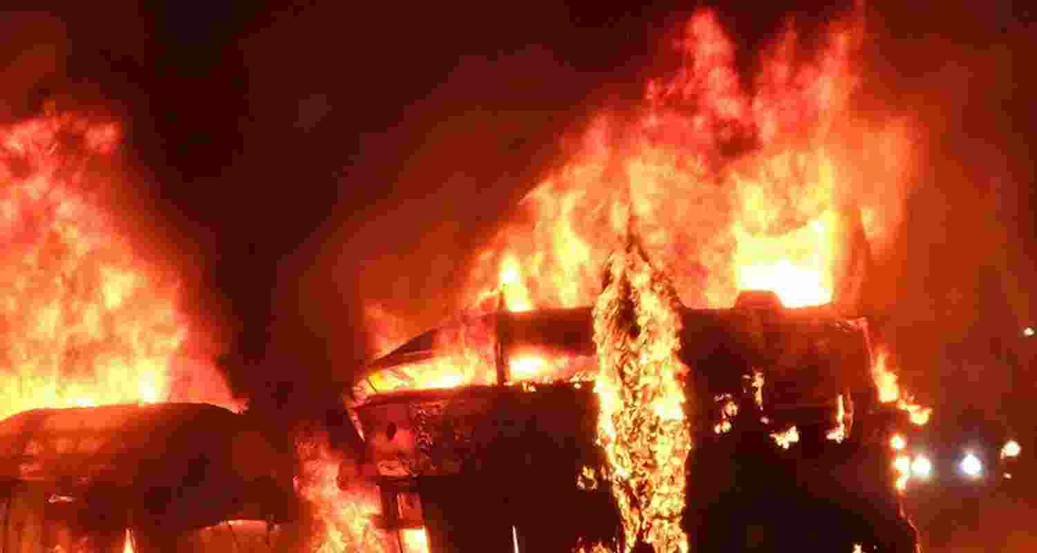 The crash occurred at around 2 a.m. after the truck jumped a road divider and collided with the bus, said East Zone Inspector General of Police Ravikanthe Gowda