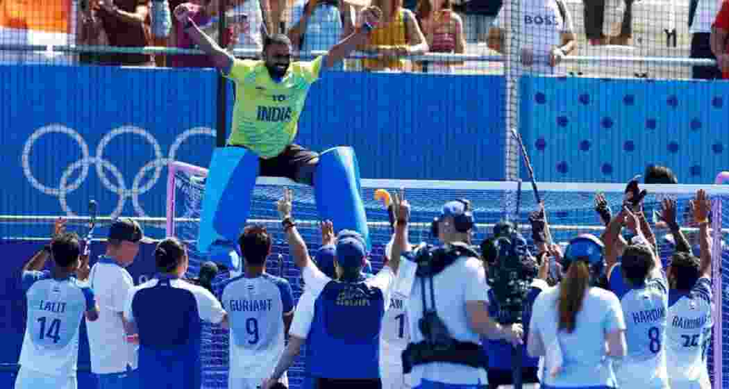 An elated Indian team celebrating their podium finish at the FIH Junior Men's Hockey World Cup in Chennai on Wednesday. 