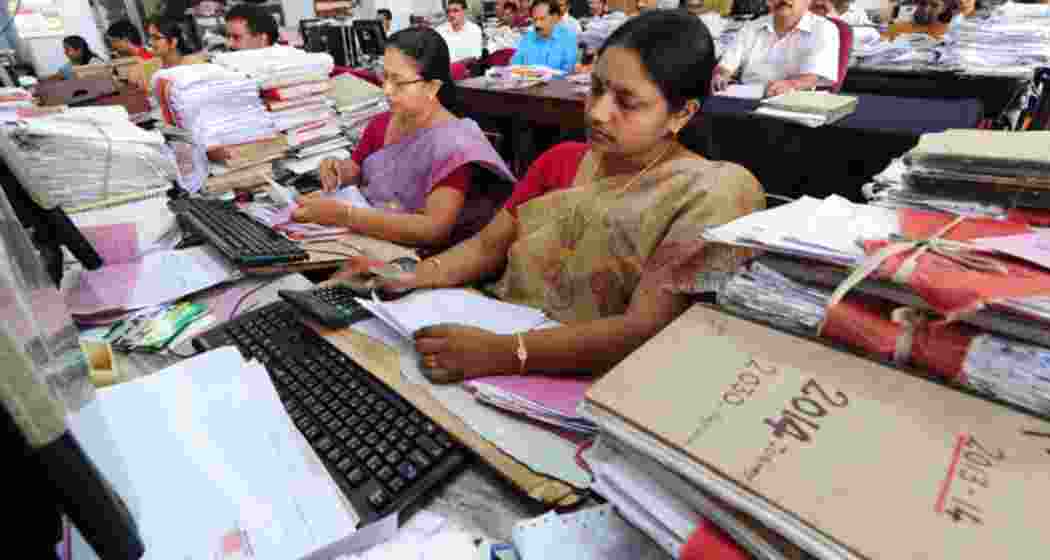 A scene from a government office in India.