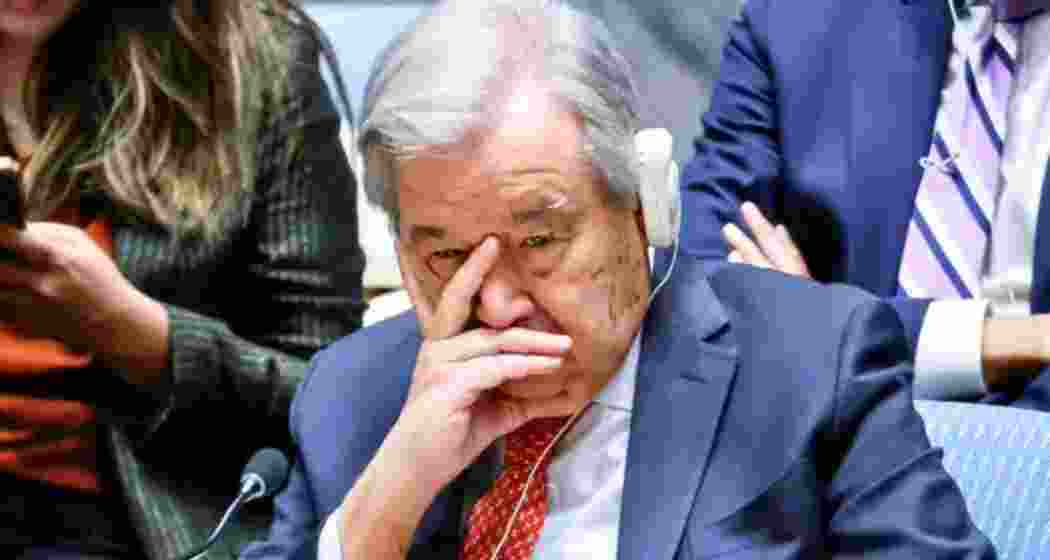 UN Secretary-General António Guterres seen during the Fourth International Conference on Financing for Development in Seville, France.