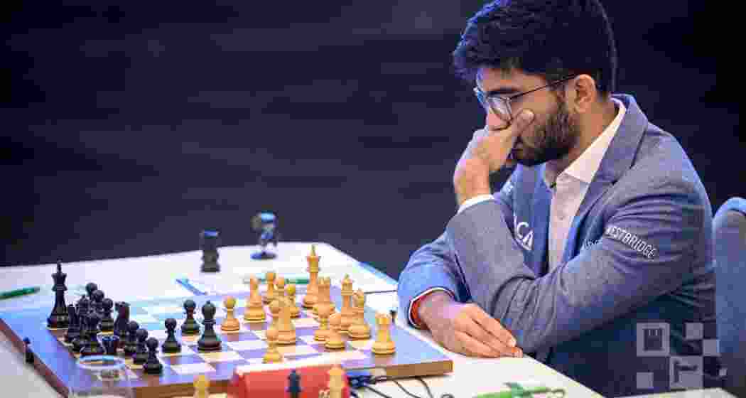 World champion D Gukesh contemplates his next move at the Prague International Chess Festival.