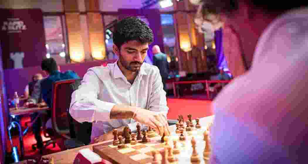 D Gukesh plays against Magnus Carlsen at the Grand Chess Tour’s SuperUnited Rapid event in Zagreb, Croatia, on July 4, 2025, moving to the top of the leaderboard.