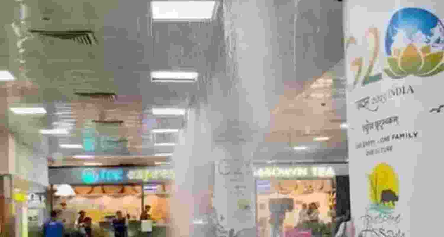 Ceiling collapse disrupts operations at Guwahati Airport amid sudden downpour.