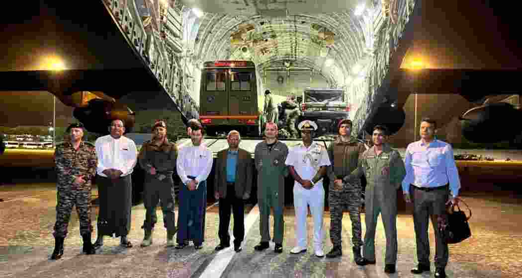 Indian Army’s HADR team from 50 (I) Para Brigade arrives in Myanmar under Operation Brahma, setting up a field hospital and relief zone for earthquake victims. (Photo/ Indian Army)