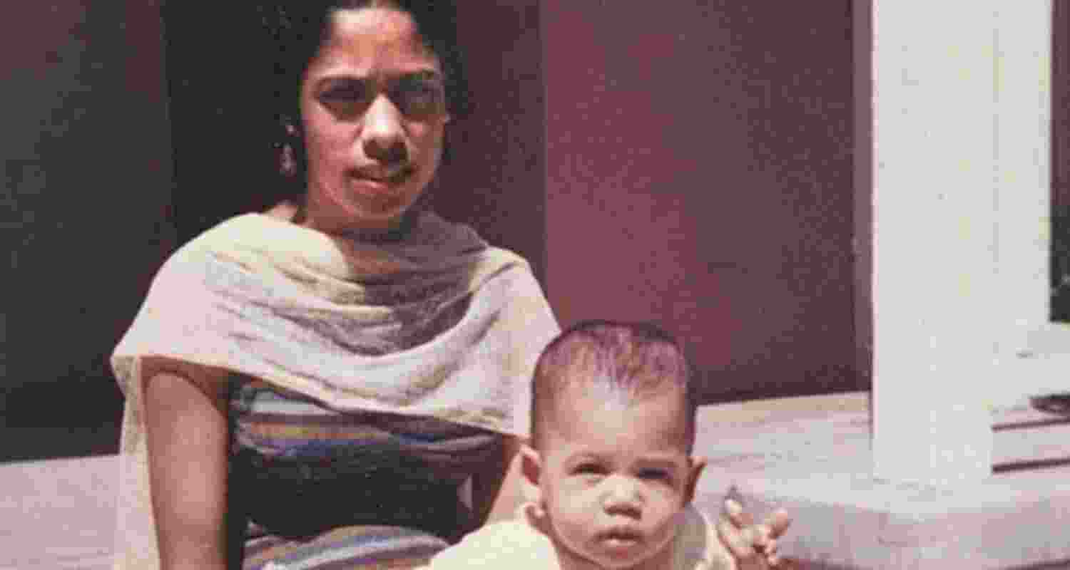 Young Kamala Harris with her mother. Image: X