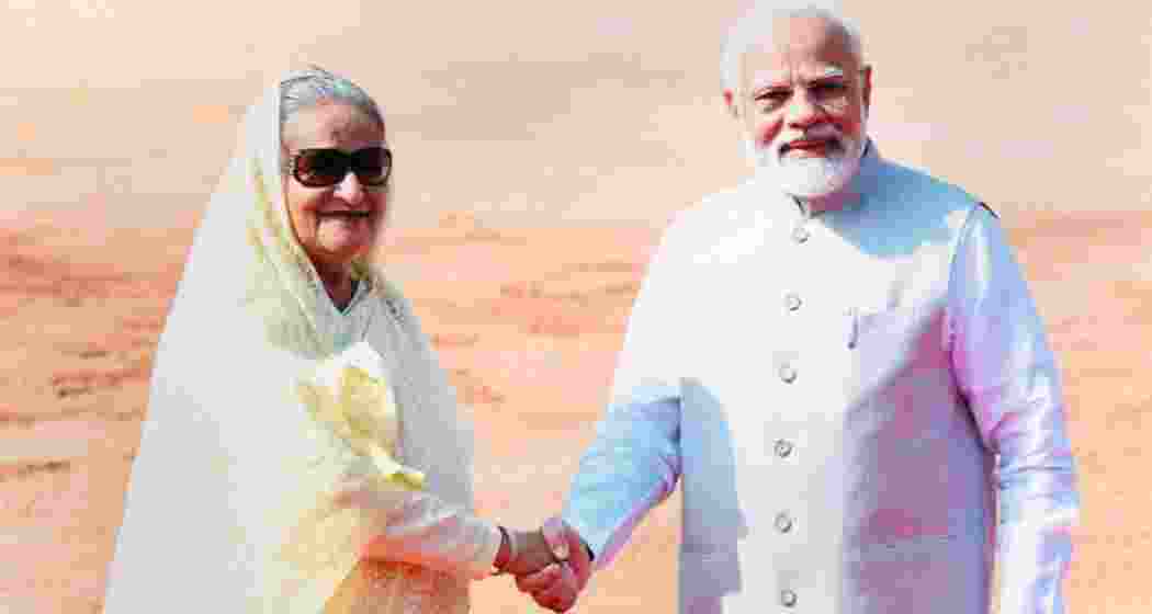 Bangladesh Prime Minister Sheikh Hasina with Prime Minister Narendra Modi.
