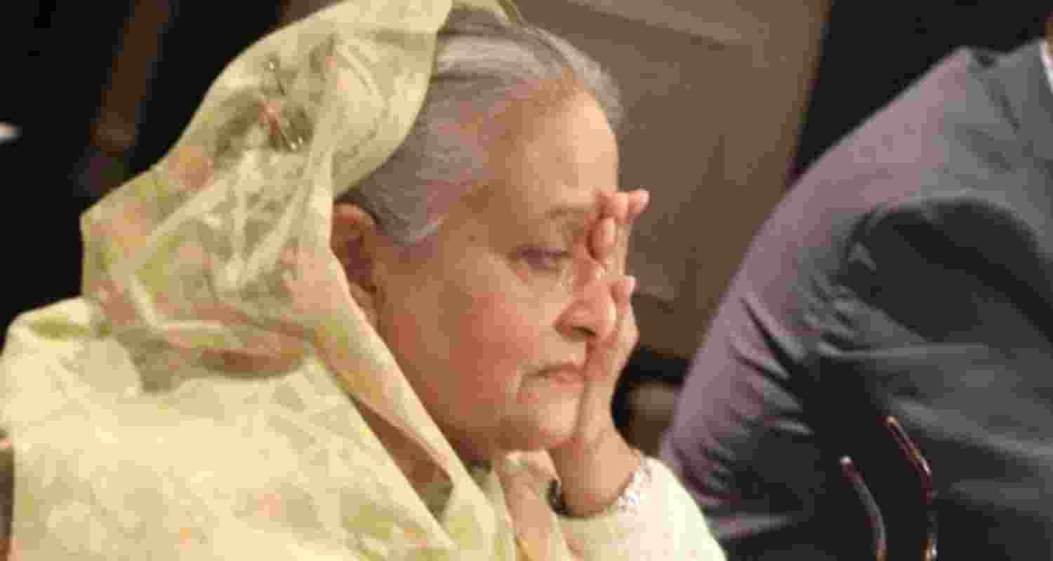 Sheikh Hasina in tears after mob vandalises father's house in Dhaka. Image: X