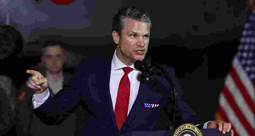 US Defence Secretary Pete Hegseth speaks during an event in Harrison Township, Michigan, U.S., April 29, 2025.