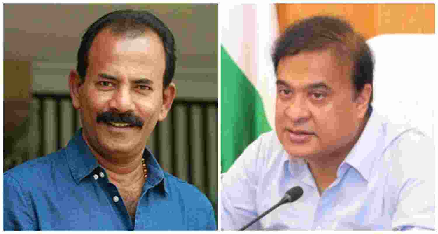 Kerala BJP vice-president Major Ravi (L), Assam Chief Minister Himanta Biswa Sarma (R).