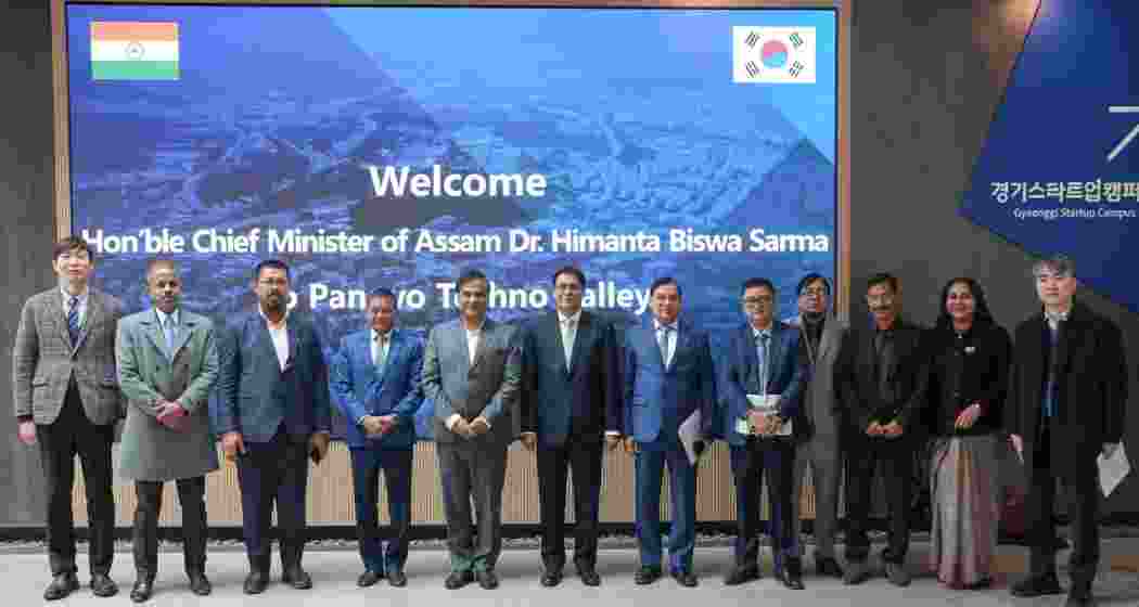 Assam Chief Minister Himanta Biswa Sarma with entrepreneurs at Pangyo Techno Valley, in Seongnam, Gyeonggi Province, South Korea. File photo.
