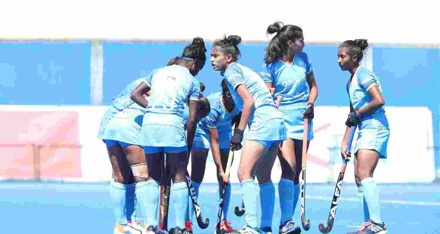 The Indian junior women’s hockey team in action.