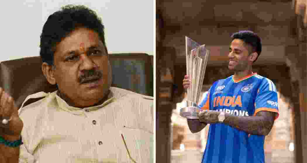 Former cricketer Kirti Azad and Indian T20 cricket team captain Surya Kumar Yadav.
