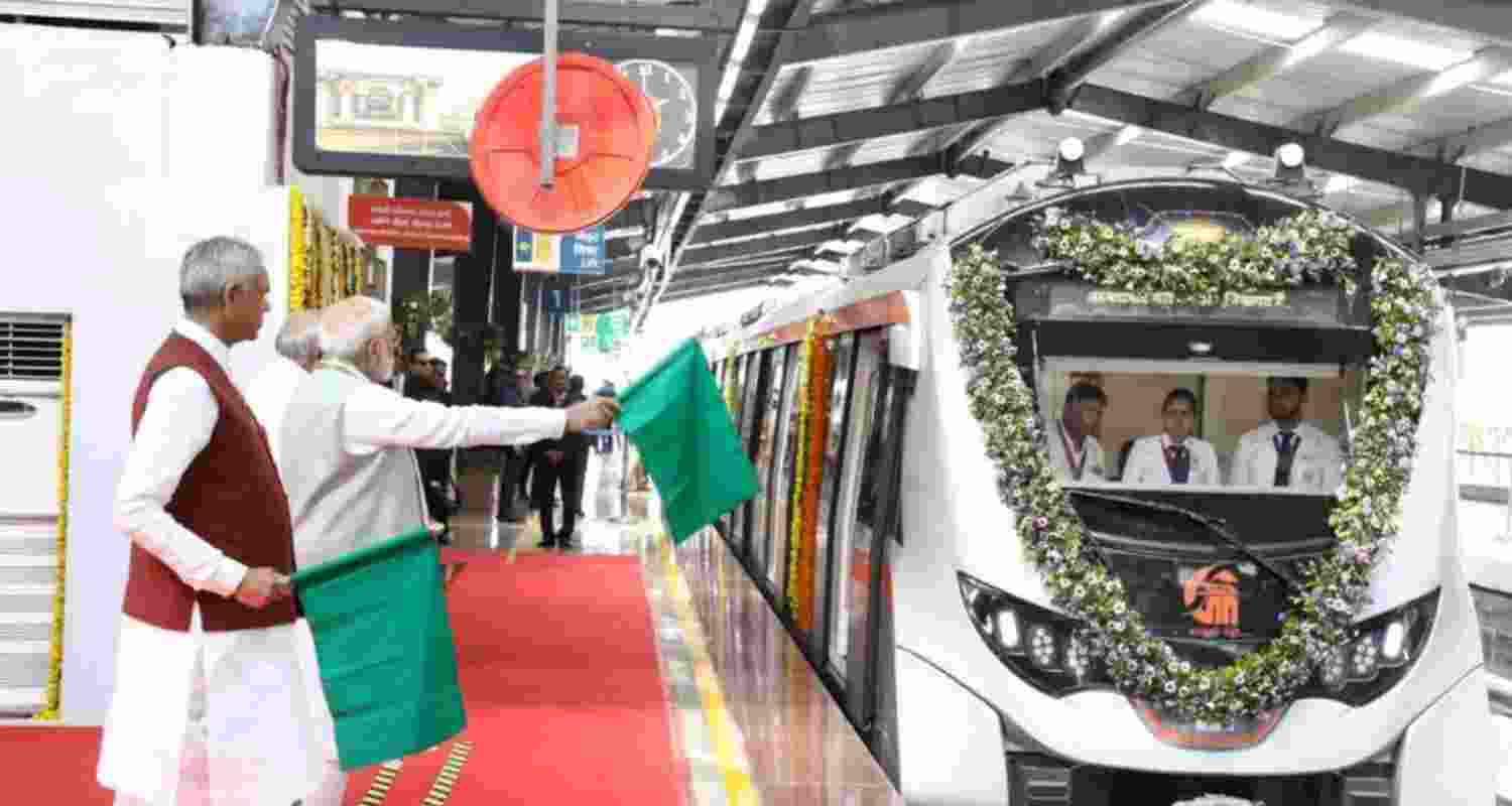 PM Flags Off Metro Run by Empowered Adivasi Women in Gujarat. PM Flags Off Metro Run by Empowered Adivasi Women in Gujarat.