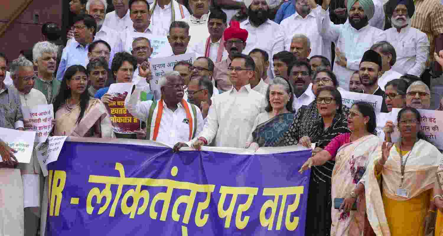 'Loktantra' vs 'Loktantar' row BJP mocks INDIA bloc for banner mistake.