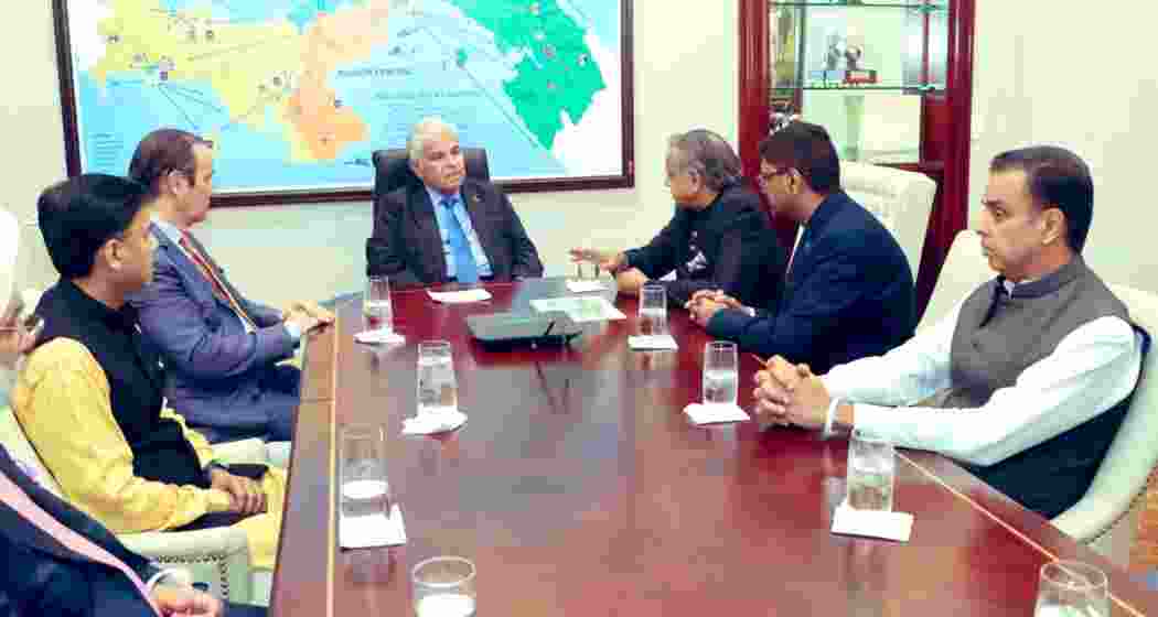 The Indian delegation in talks with Panamanian President José Raúl Mulino Quintero at his palace in Panama City on Wednesday. 