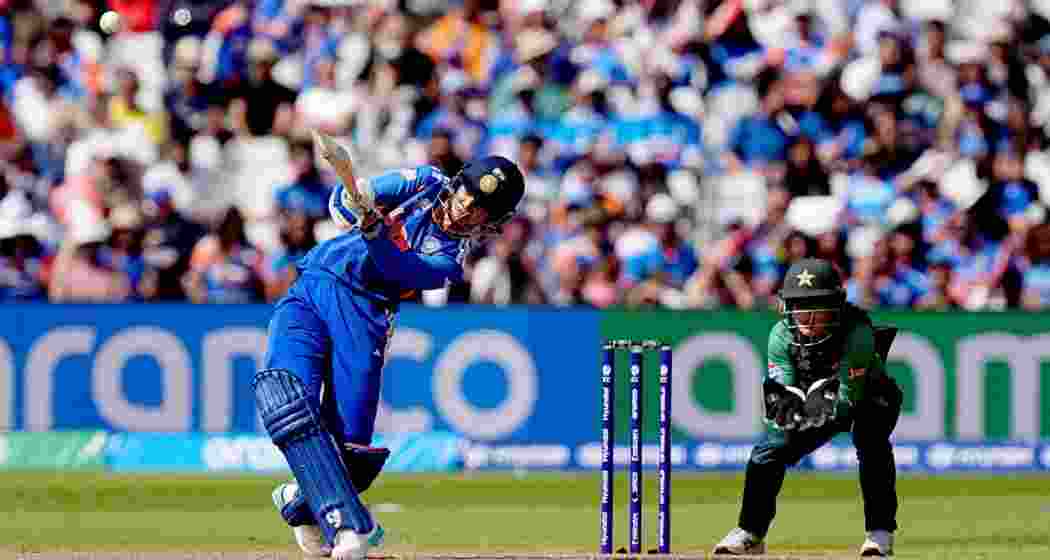 India's Smriti Mandhana in action during the ICC Women's T20 World Cup, Group 1 cricket match between India and Pakistan in Birmingham, England, on Sunday.