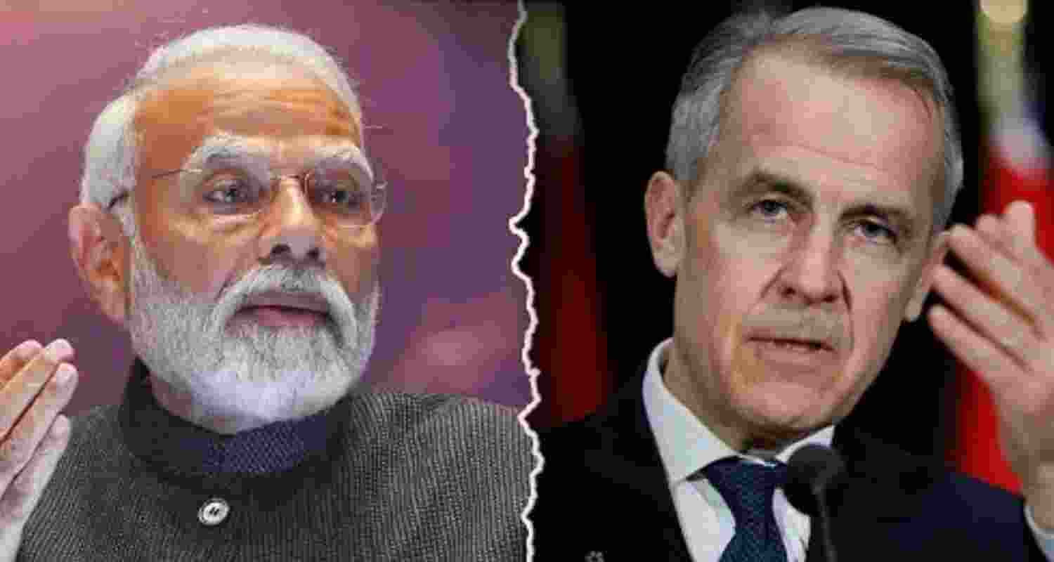 Prime Minister Narendra Modi and his Canadian counterpart Mark Carney. File photos.