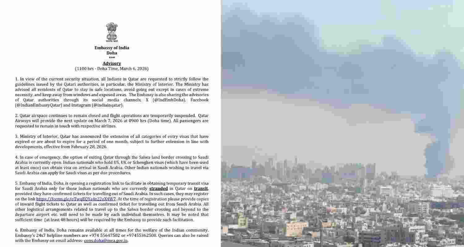 Indian Embassy in Doha issues advisory for Indians in Qatar, opens registration for transit visas via Saudi Arabia as regional tensions disrupt travel.