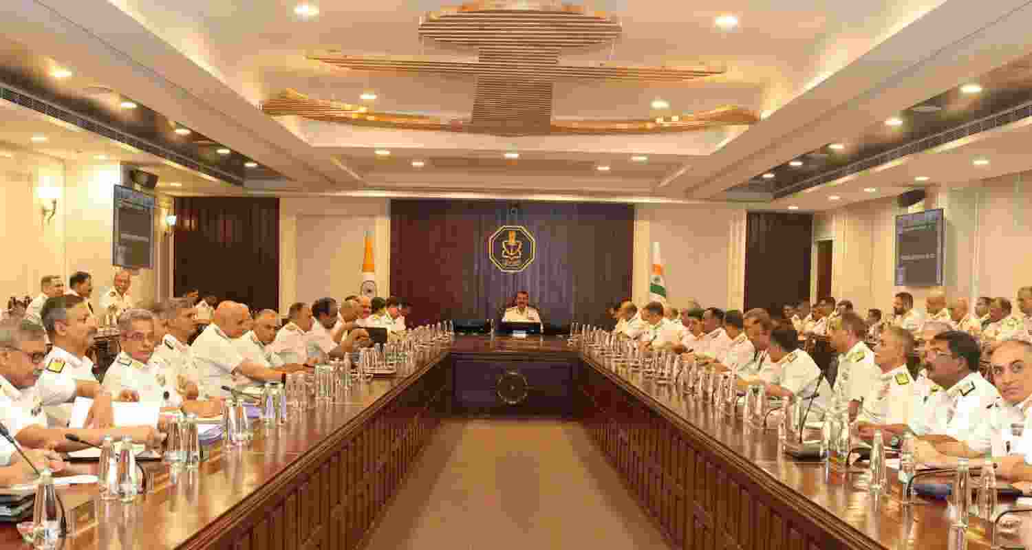 Indian Navy reviews maritime security and West Asia crisis impact at commanders’ meet; focus on energy security, combat readiness and evolving warfare.