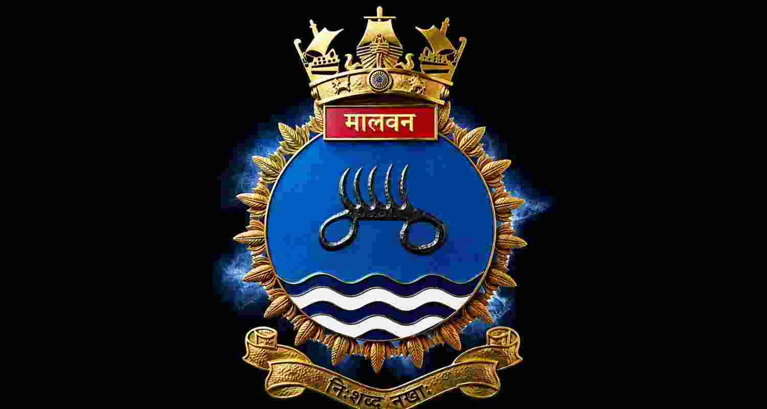 The Indian Navy unveiled the INS Malvan crest featuring the Bagh Nakha ahead of the warship's commissioning on July 22 at Kochi.