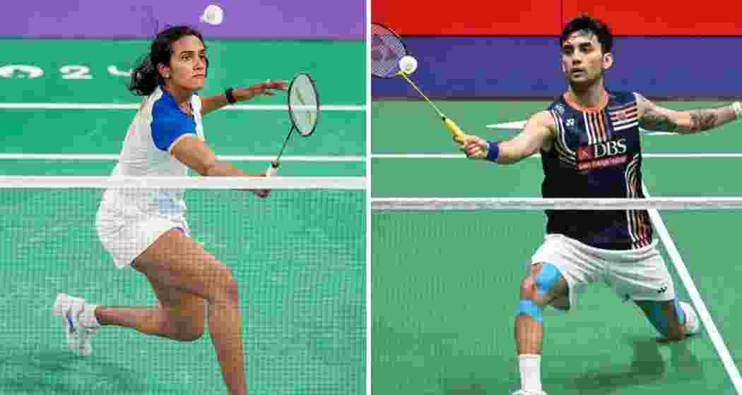 Indian shuttlers PV Sindhu and Lakshya Sen in action. (File photo) 