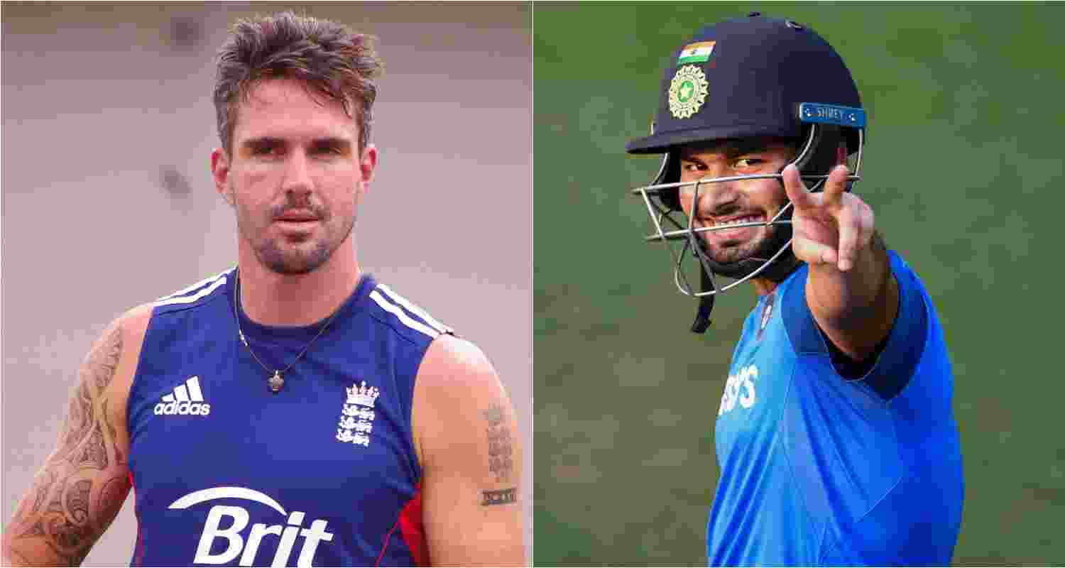 Former England captain Kevin Pietersen (left), Delhi Capital ka captain Rishabh Pant (right).