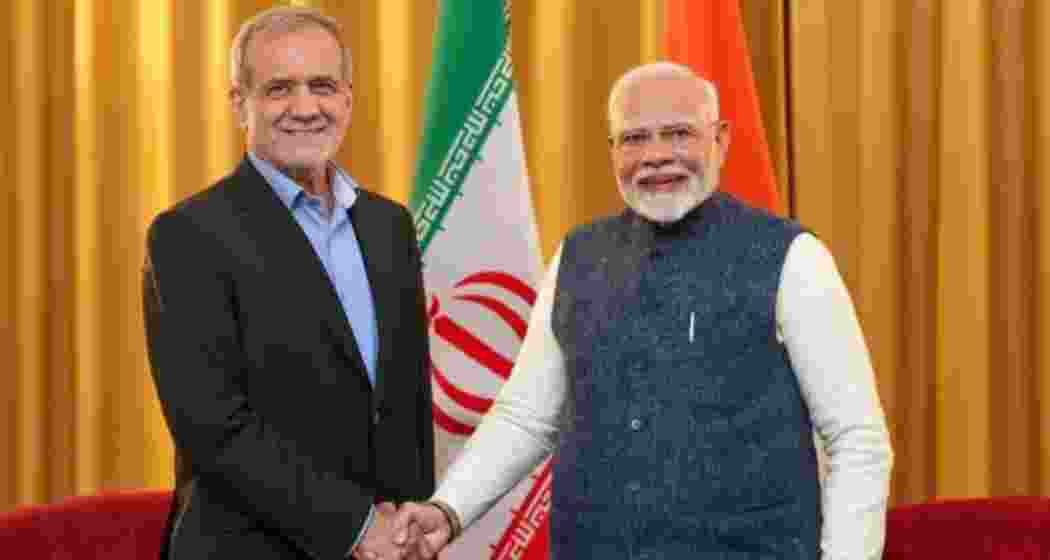 Prime Minister Narendra Modi with Iranian President Masoud Pezeshkian.