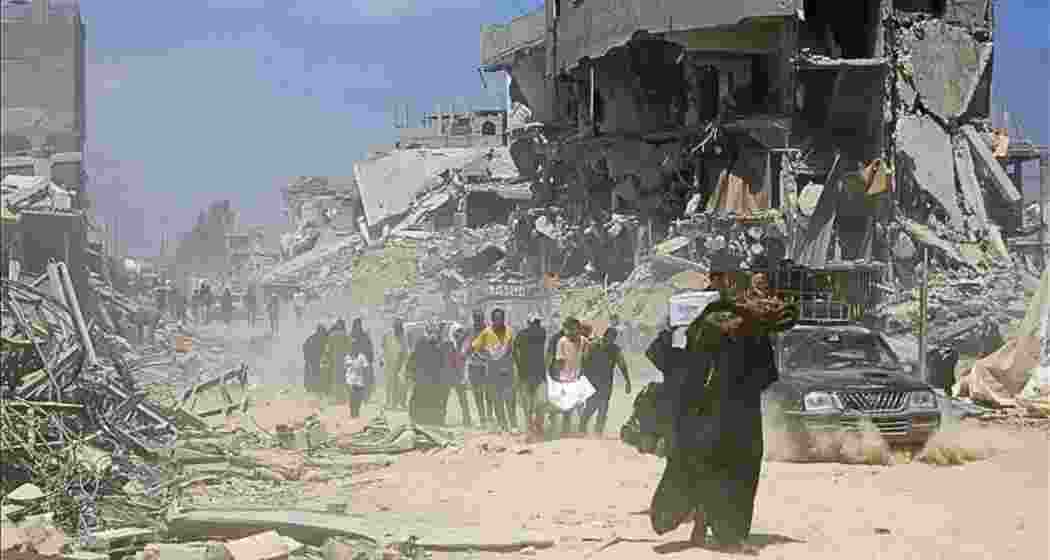 Israeli airstrikes on Gaza have caused widespread destruction, killing 35 people in the past 24 hours and displacing hundreds of thousands more. Thousands are feared dead under rubble. (Representative image)