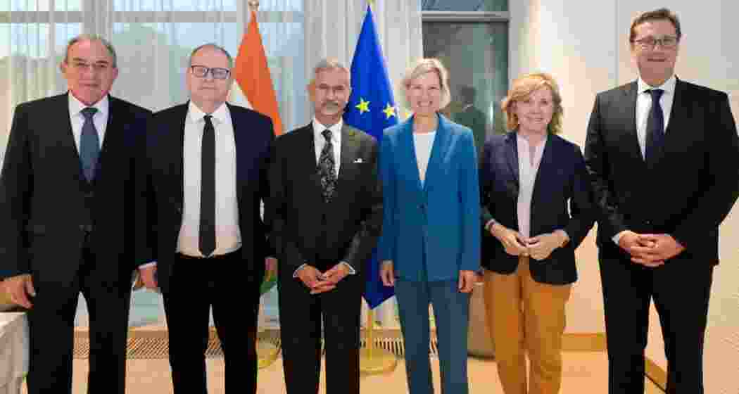 External Affairs Minister S. Jaishankar with Members of the European Parliament, Angelika Niebler, Urmas Paet, Winkler Gyula, Vladimir Prebilič and Pilar del Castillo in Brussels
