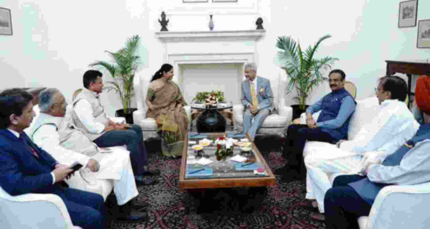 EAM Jaishankar meets Kanimozhi-led delegation in Delhi on Thursday.