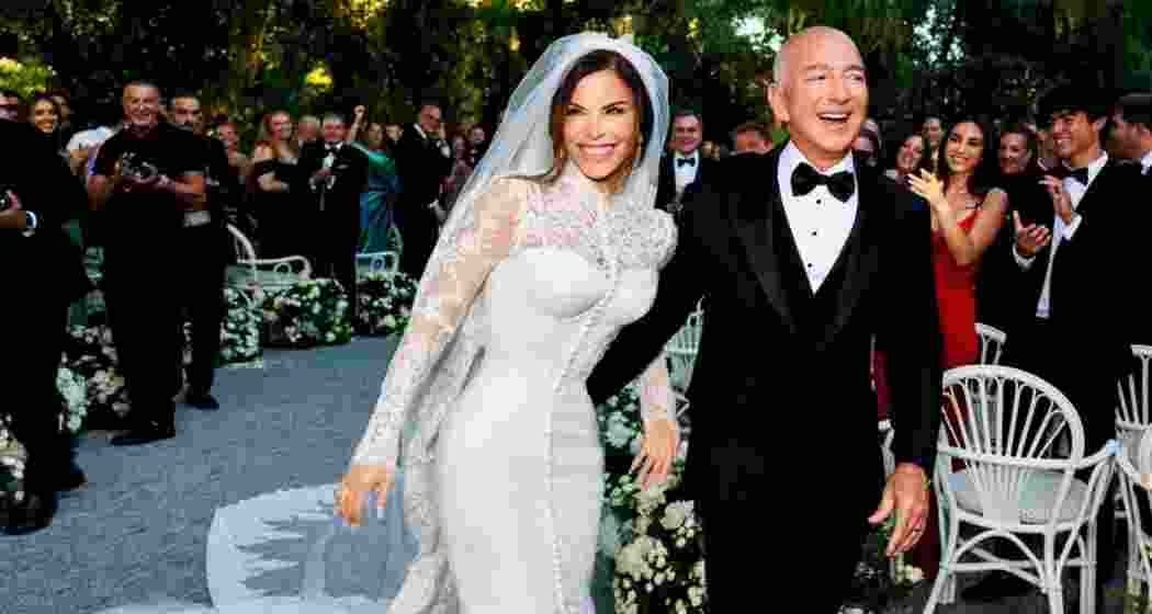 Jeff Bezos and Lauren Sánchez, seen here at their Venice wedding, on Friday exchanged vows on San Giorgio Maggiore island in a private ceremony attended by global celebrities and world leaders. 
