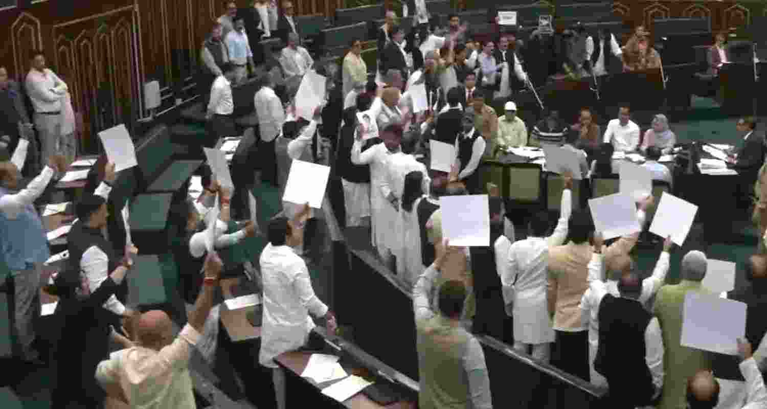 Chaos in J&K Assembly as NC and BJP MLAs clash over Iran war, protests erupt, scuffle breaks out, and House proceedings are suspended.