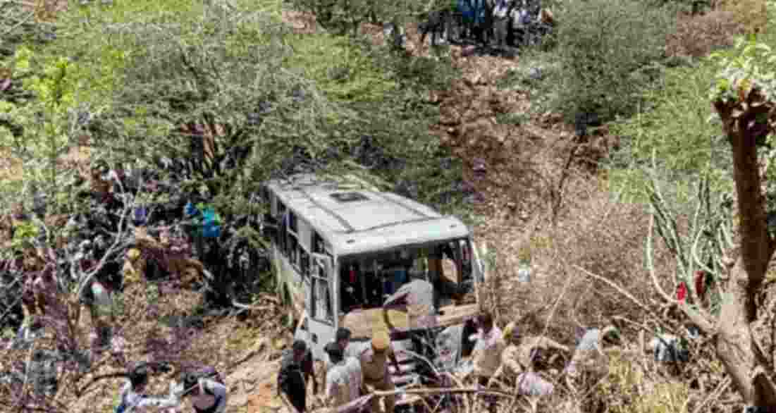 Two dead, 31 injured as bus falls into gorge in Ajmer 