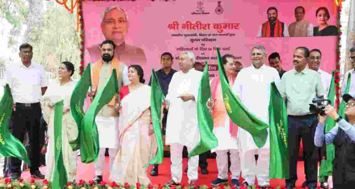 CM Nitish Kumar flags off 20 women-only buses in Patna