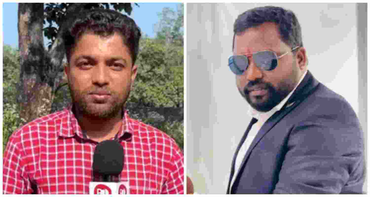 Suresh Chandrakar, (R) the prime accused in the murder of journalist Mukesh Chandrakar (L) has been held by a Special Investigation Team (SIT) in Hyderabad. 