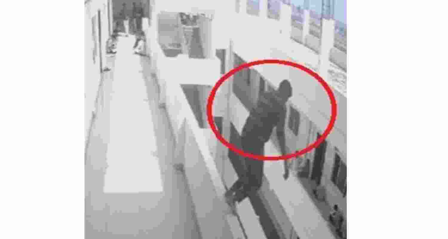 CCTV footage showed the student jumping off the balcony. Image via X.